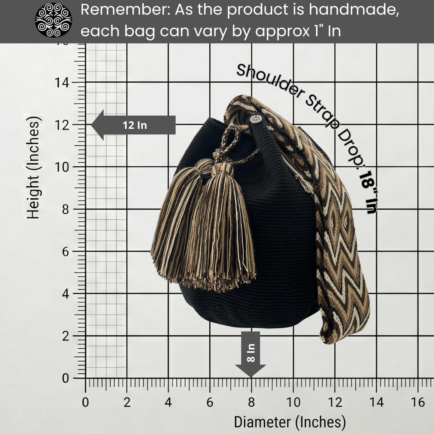 Authentic Wayuu Bag - Large Handmade Colombian Mochila - Handwoven Tribal Crossbody Shoulder Bag for Women - Unique