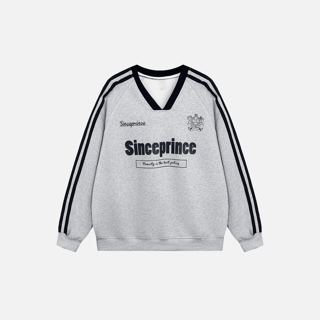 Stylish Letter Print V-Neck Long Sleeve T-Shirt - Luxuryurbanwear