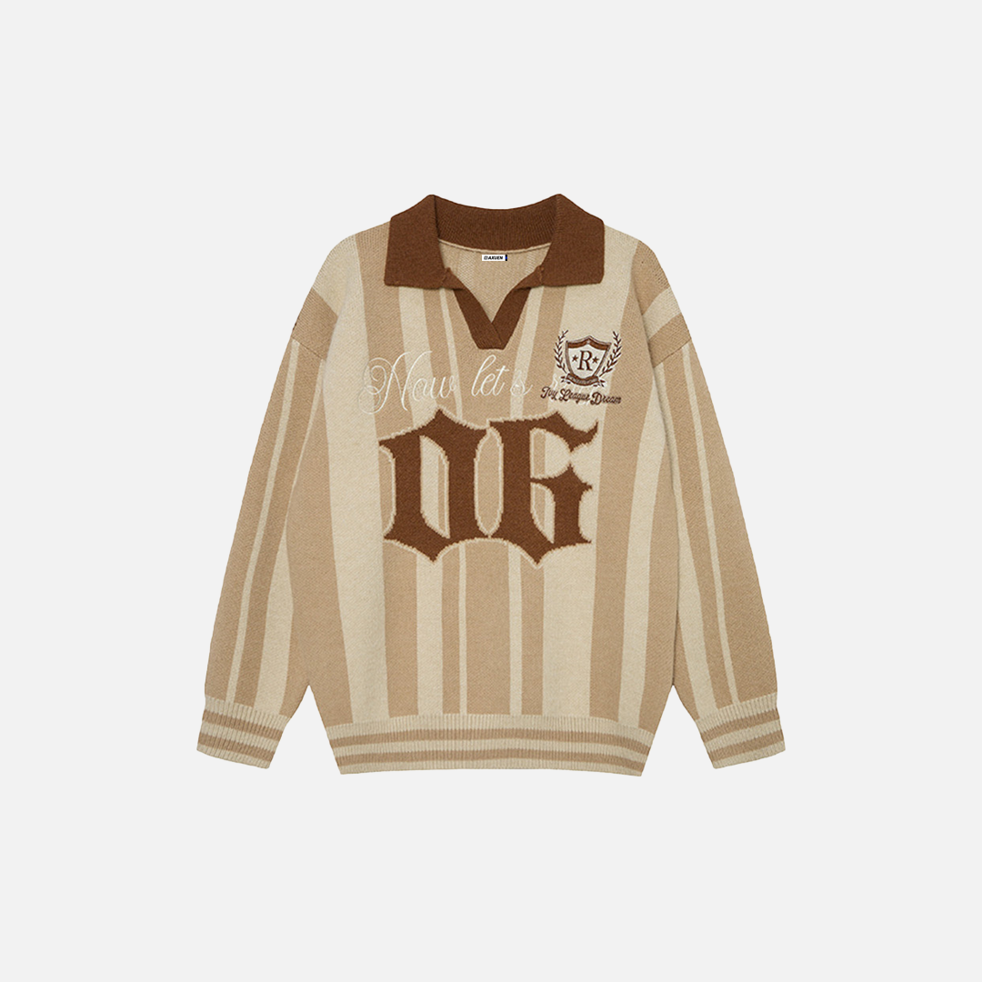 Long-lasting Striped Long Sleeve Polo Sweater - Luxuryurbanwear