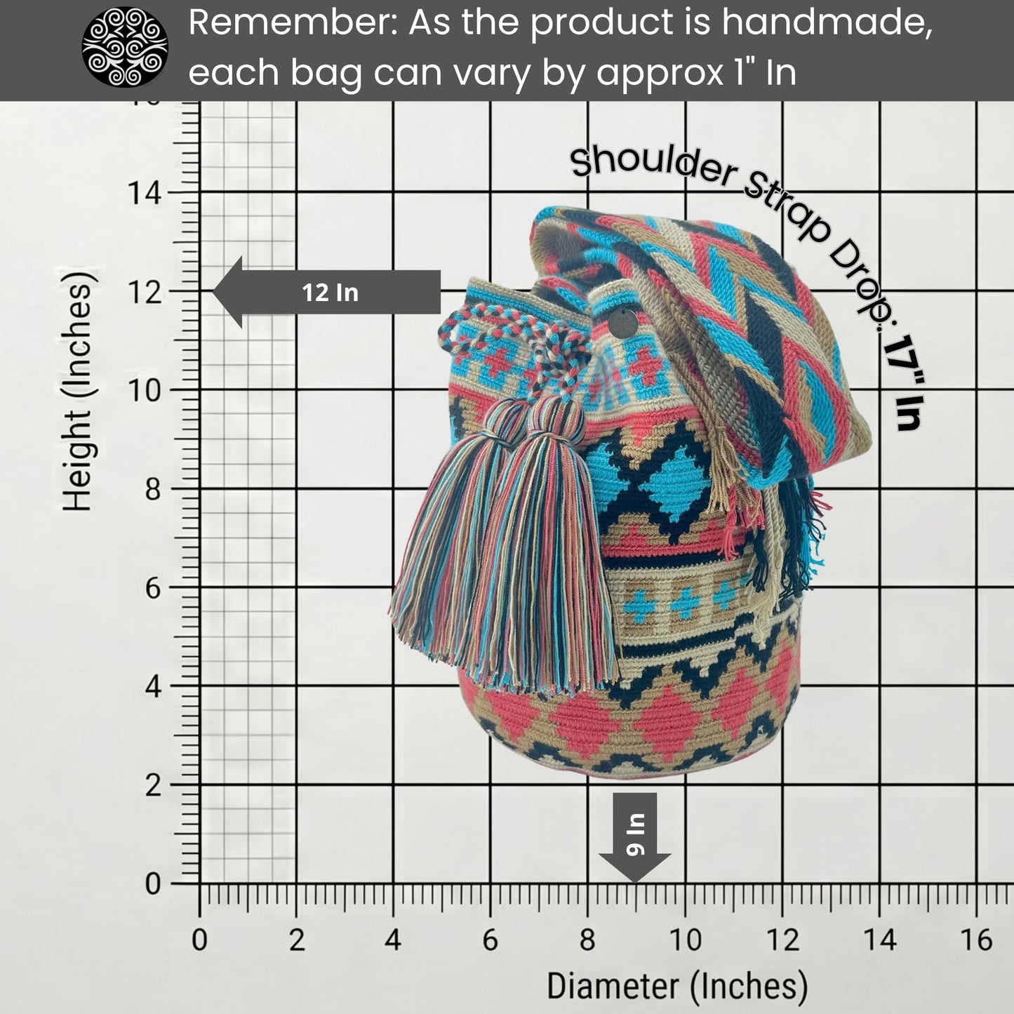 Authentic Wayuu Bag - Large Handmade Colombian Mochila - Handwoven Tribal Crossbody Shoulder Bag for Women - Unique
