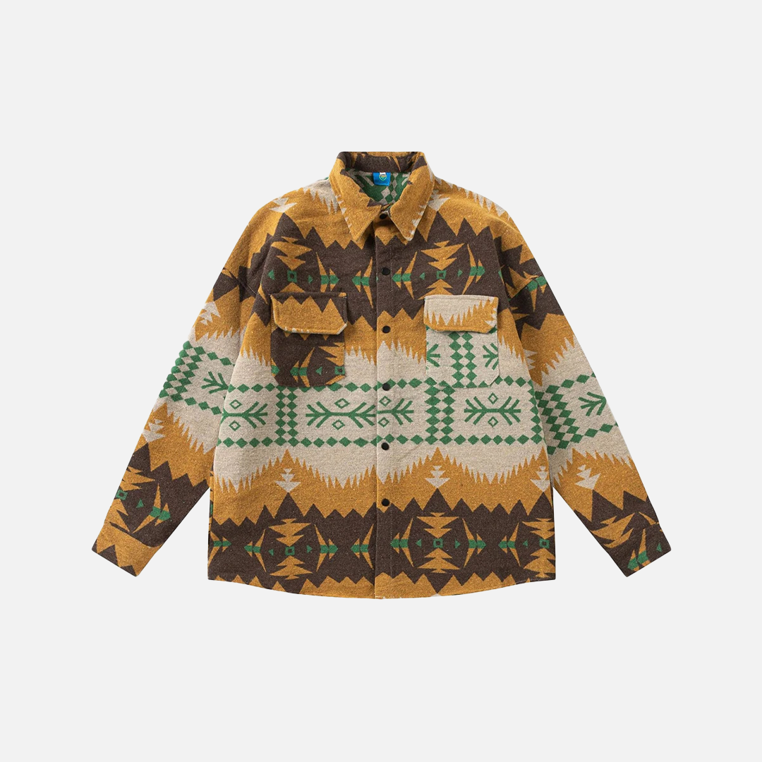 Durable National Style Button-Up Long Sleeve Shirt - Luxuryurbanwear