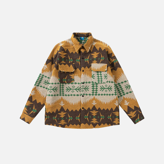 Durable National Style Button-Up Long Sleeve Shirt - Luxuryurbanwear
