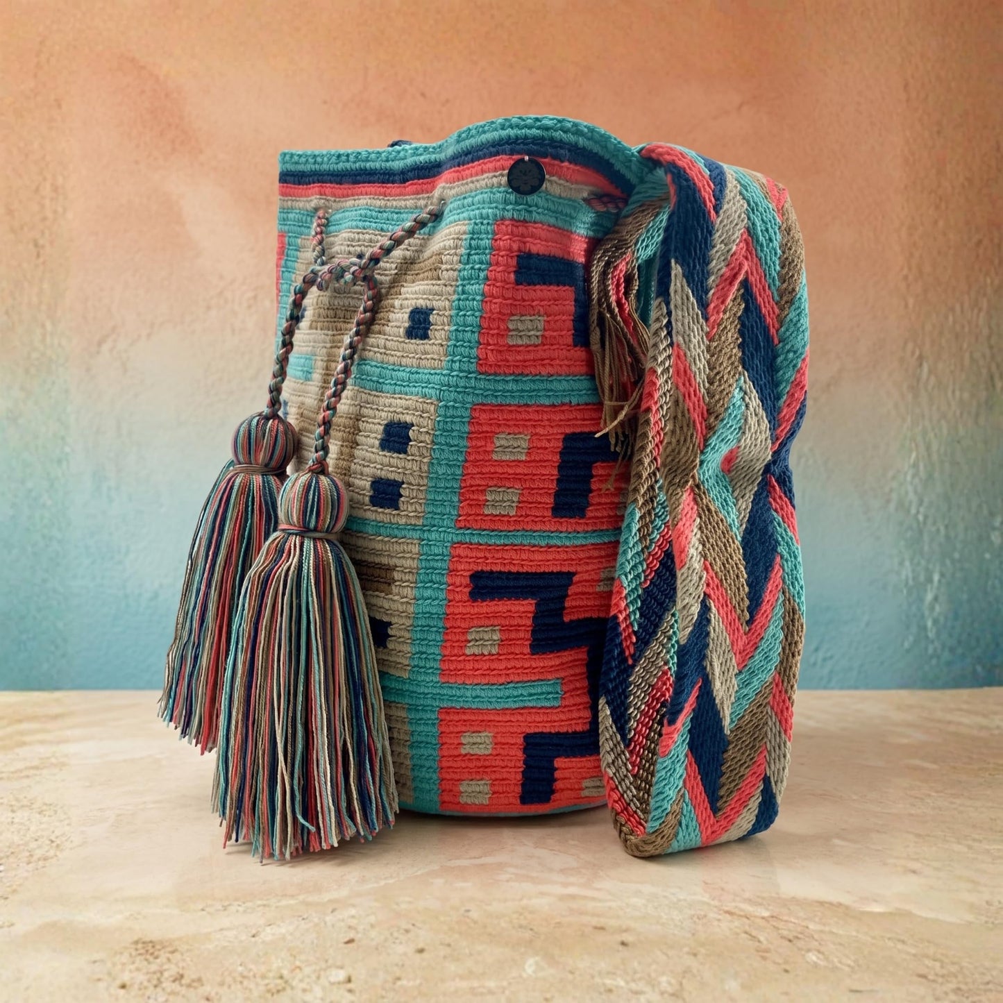 Authentic Wayuu Bag - Large Handmade Colombian Mochila - Handwoven Tribal Crossbody Shoulder Bag for Women - Unique
