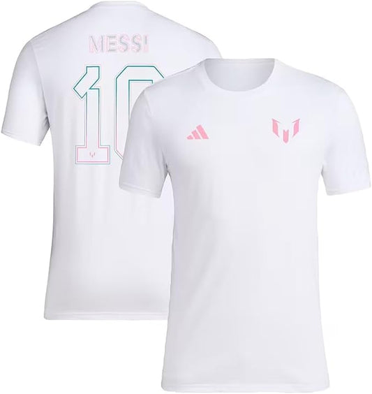 adidas Kids Lionel Messi X Miami Collection Tees Celebrate Messis Arrival to Miami. Bienvenido a Miami Messi (as1 Alpha s Regular #10 Miami - White)