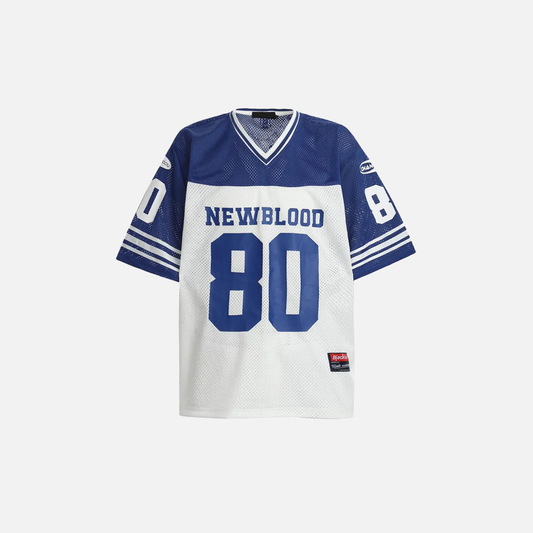 Breathable Patchwork Mesh V-Neck Collar Jersey T-Shirt - Luxuryurbanwear