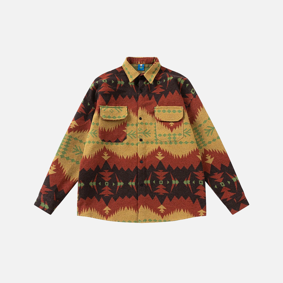 Durable National Style Button-Up Long Sleeve Shirt - Luxuryurbanwear