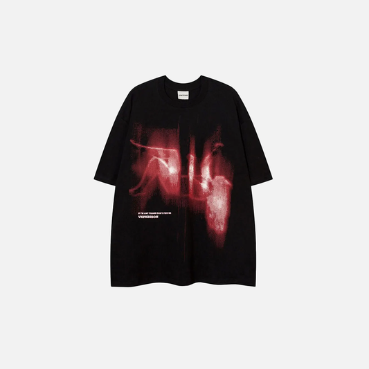 Breathable Abstract Graphic Print Oversize Cotton T-Shirt - Luxuryurbanwear