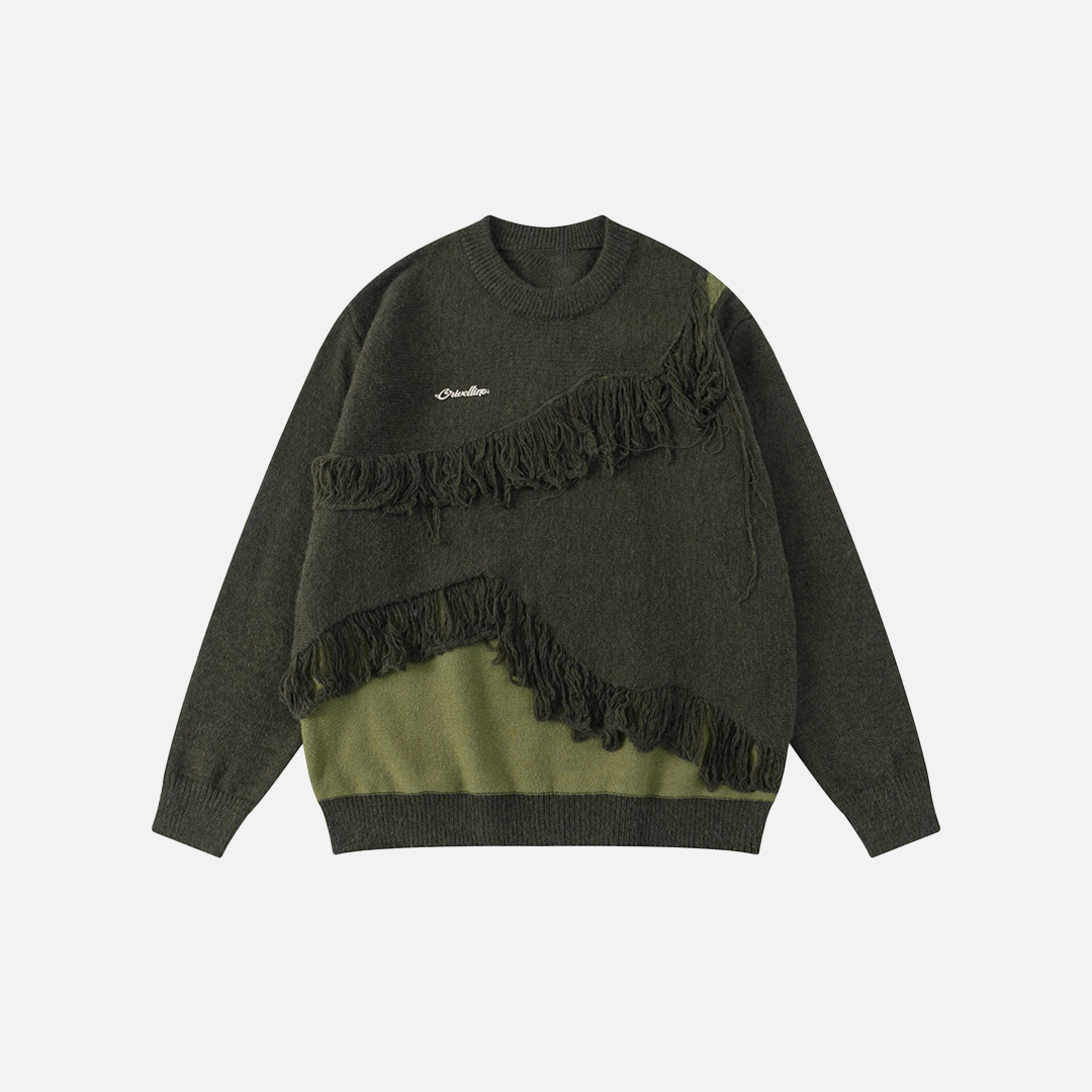 Trendy Loose Fit Ripped Crewneck Sweater - Luxuryurbanwear
