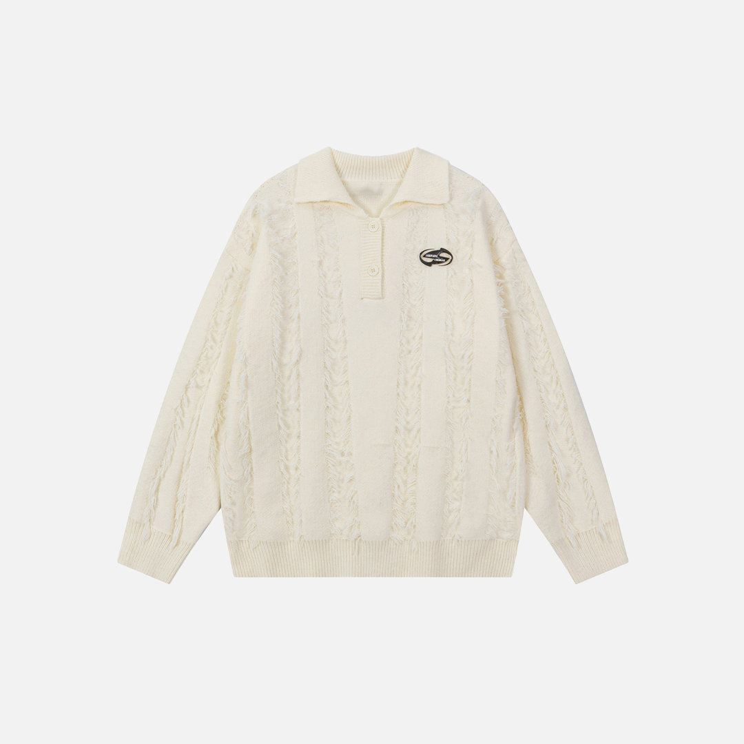 European Fringed Turtleneck Knitted Polo Sweater - Luxuryurbanwear