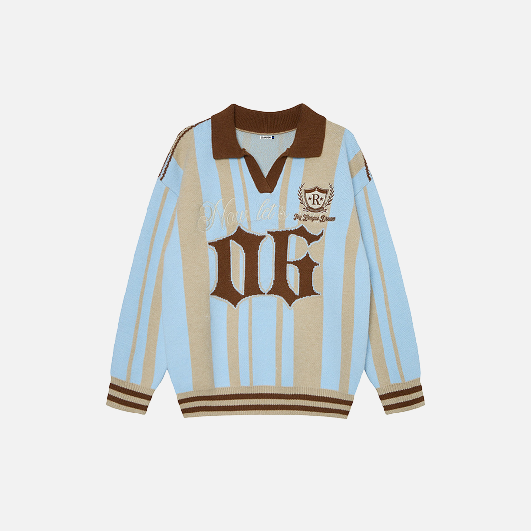 Long-lasting Striped Long Sleeve Polo Sweater - Luxuryurbanwear
