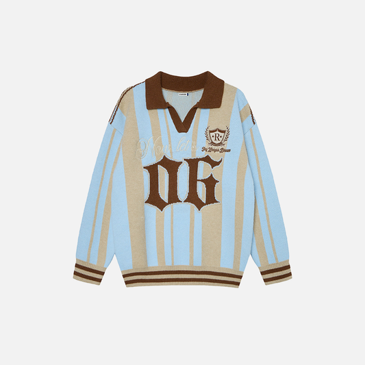Long-lasting Striped Long Sleeve Polo Sweater - Luxuryurbanwear