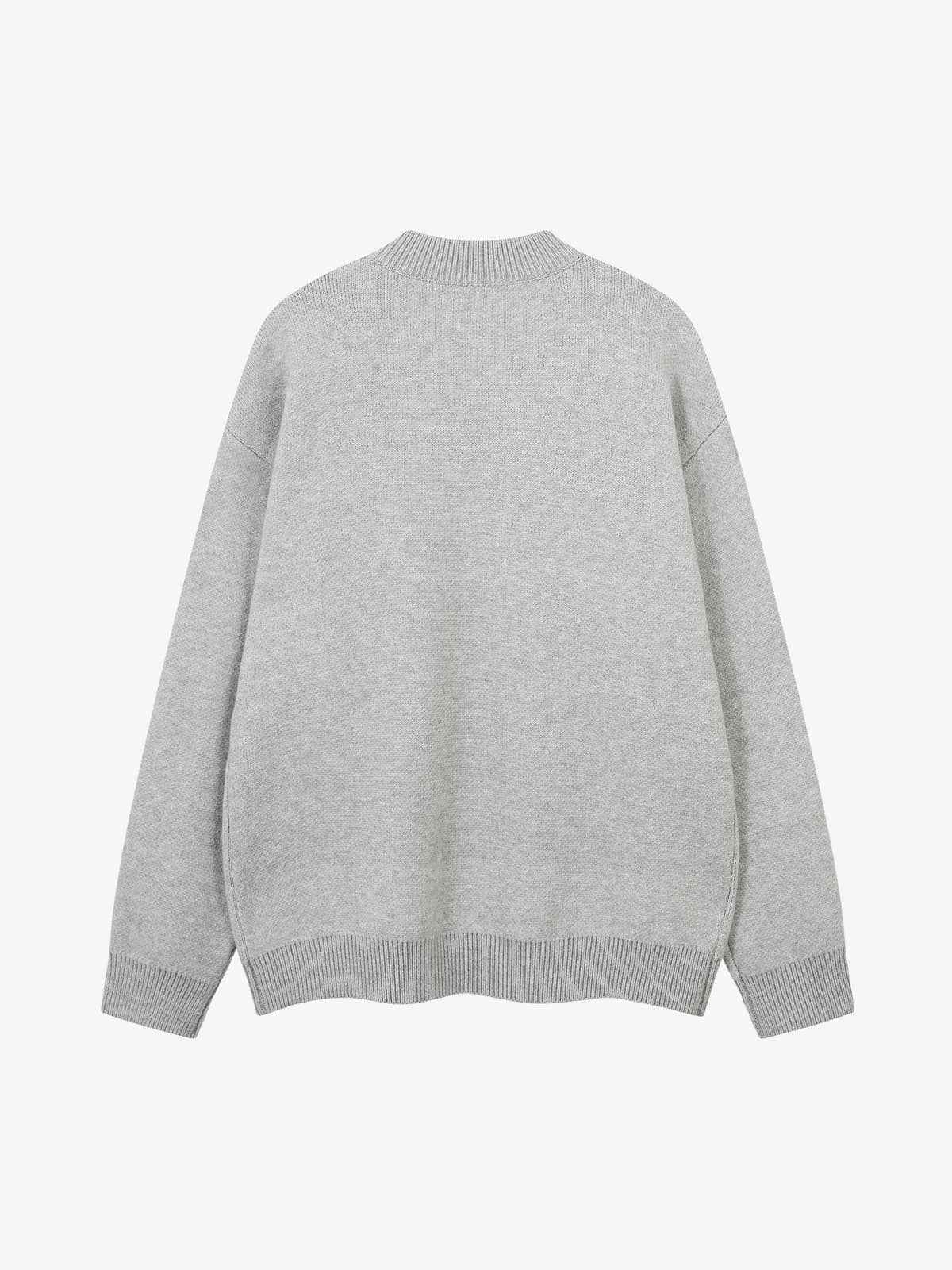 Retro Fuzzy Letter Patch Textured Knit Sweater