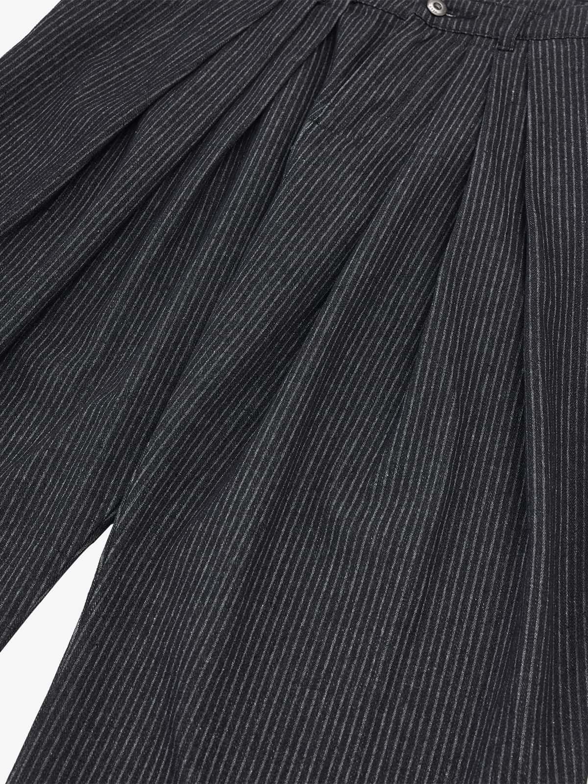 Vintage Pinstripe Pleated Wide-Leg Barrel Pants - Luxuryurbanwear