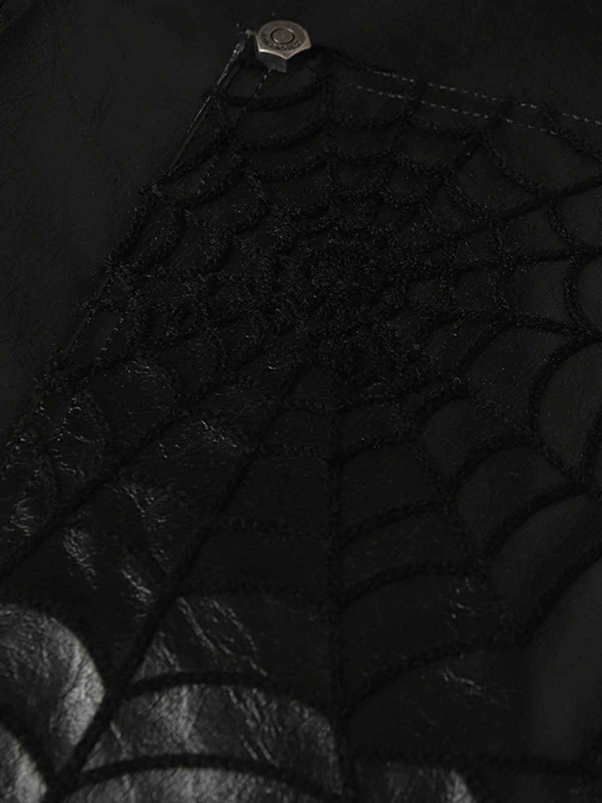 Spider Web Embossed Faux Leather Wide Leg Pants