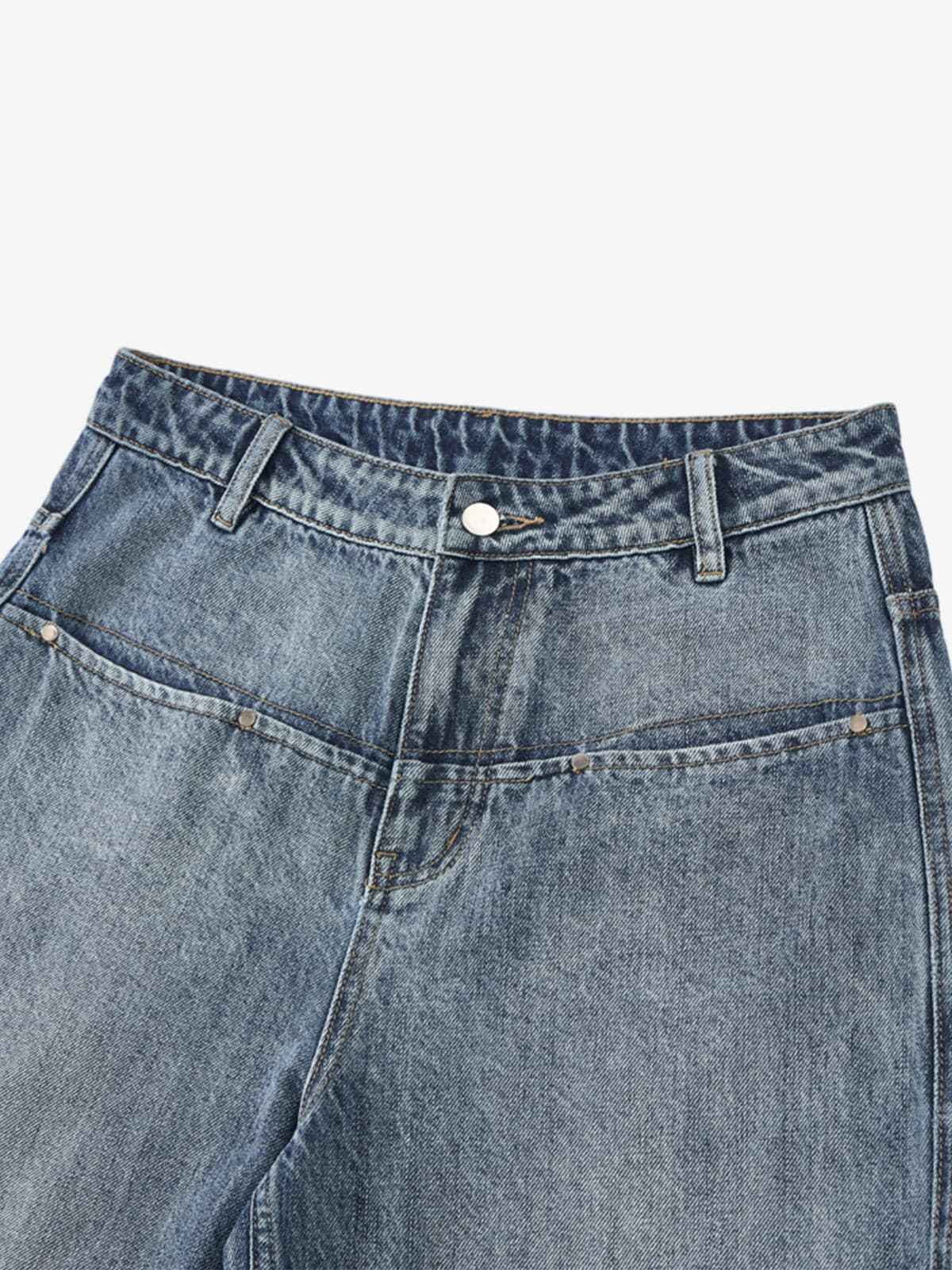 Vintage Washed Slant-Pocket Flared Jeans