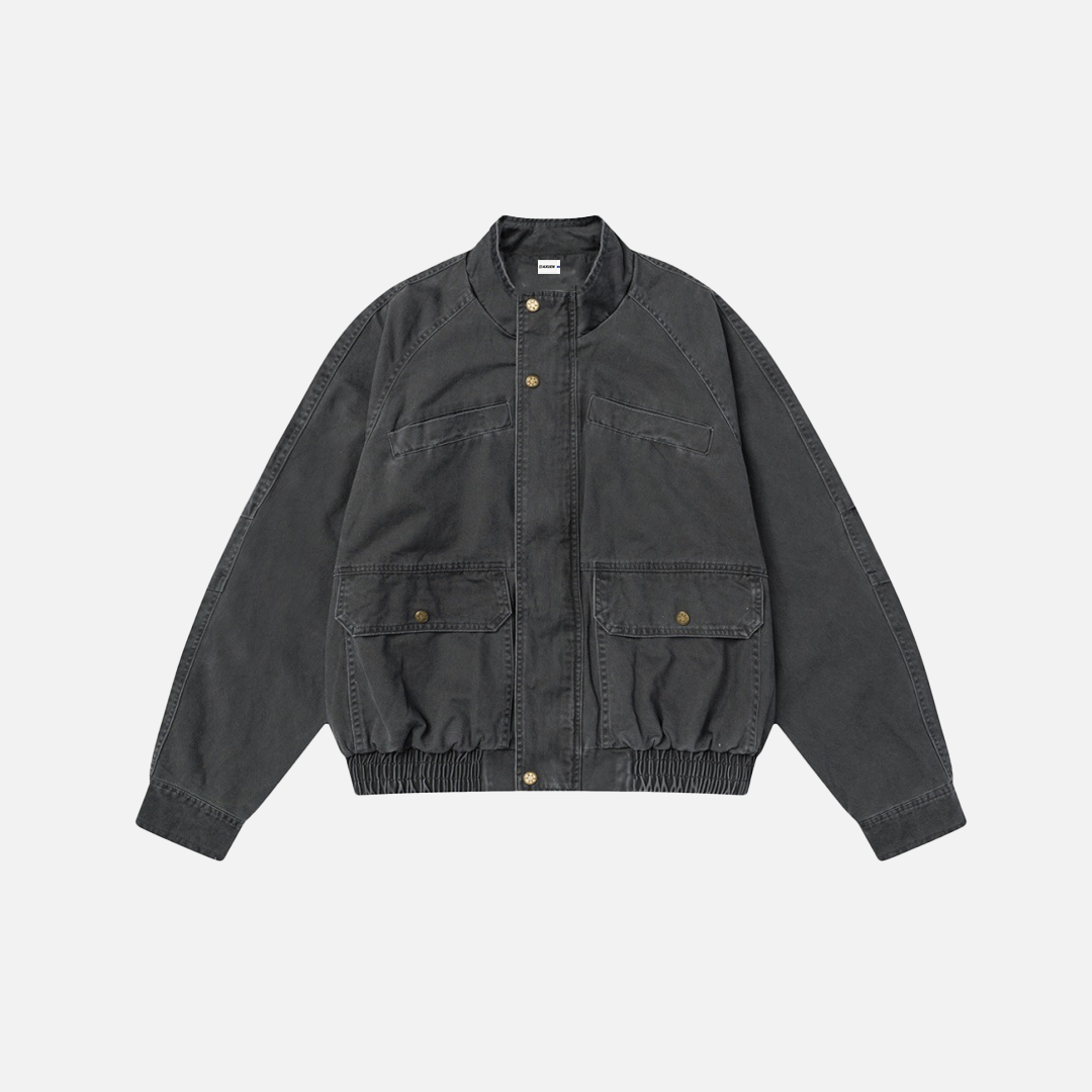 Mens Classic Plush Washed Punk Denim Jacket - Luxuryurbanwear