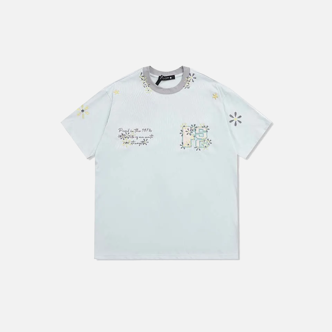 Floral Embroidered Summer Casual Long Sleeve T-Shirt - Luxuryurbanwear