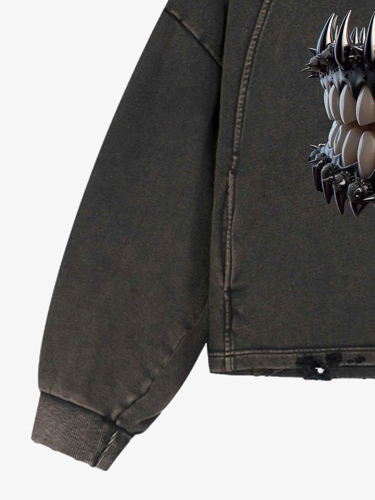 Dark Monster Teeth Graphic Cropped Hoodie