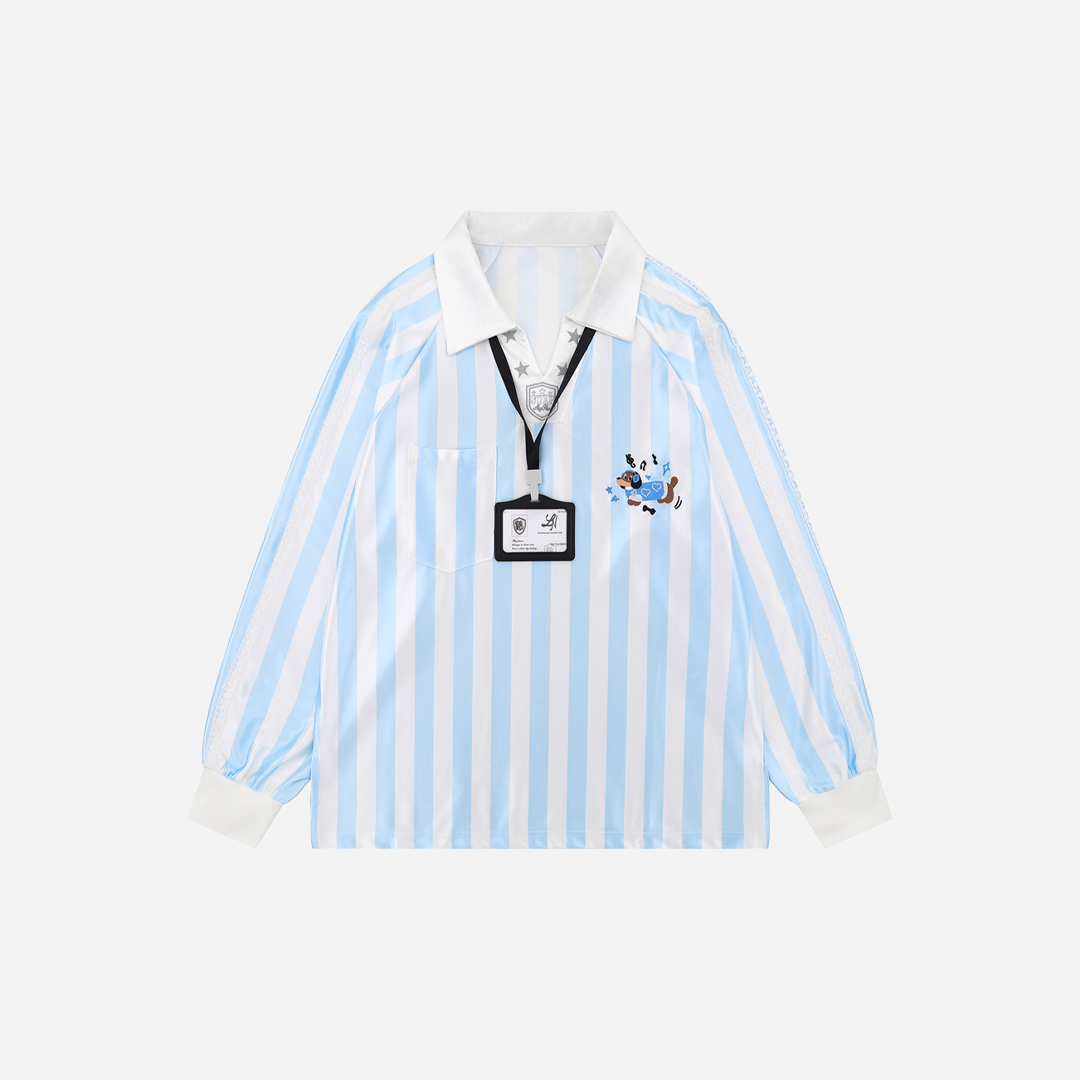 Stylish Striped Loose Fit V-Neck Long-Sleeve T-Shirt - Luxuryurbanwear