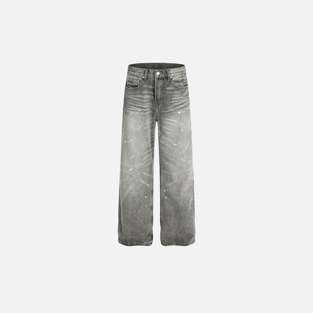 Punk Streetwear Distressed Ink Splatter Spray Jeans - Luxuryurbanwear