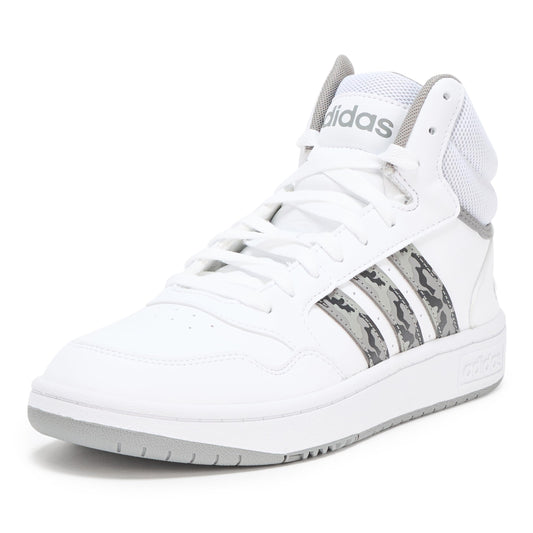 adidas Mens Hoops 3.0 Mid Top Basketball Sneaker White/Grey/Solid Grey 9.5
