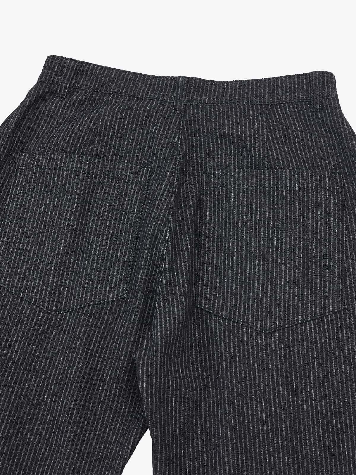 Vintage Pinstripe Pleated Wide-Leg Barrel Pants - Luxuryurbanwear