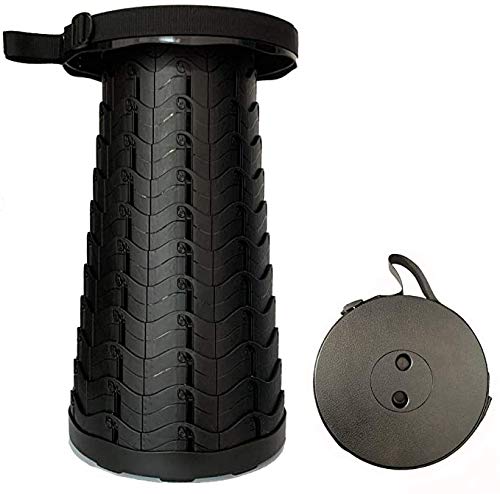 Avenoir Telescopic Portable Stool Camping Retractable Folding Stool for Fishing Hiking Travel Queuing Gardening Max Load 397lb(Black)