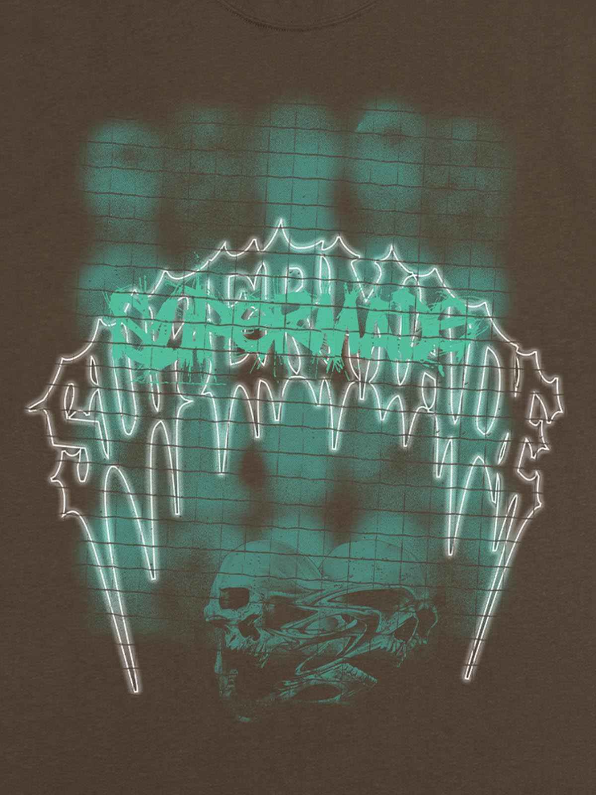 Dark Grid Skull Graphic T-Shirt