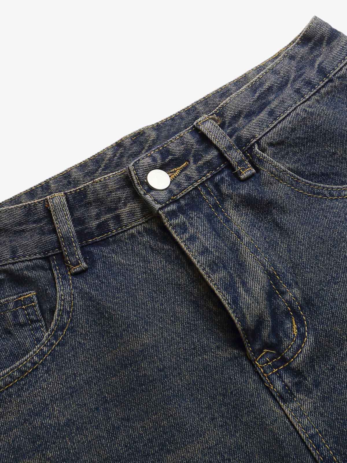 Retro Cartoon Graphic Heavy Embroidery Barrel Jeans - 2562 - Luxuryurbanwear