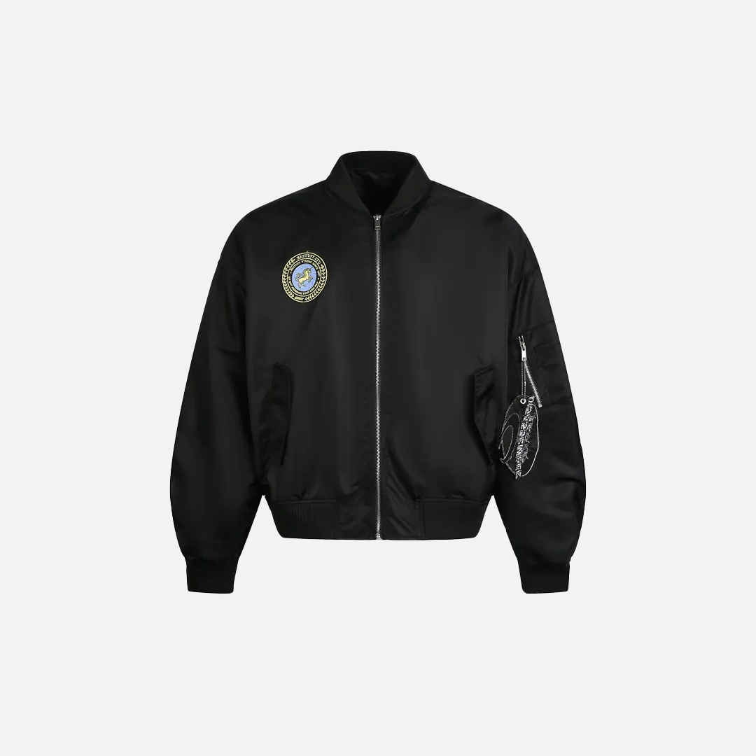 Retro Badge Safari Style Embroidered Bomber Jacket - Luxuryurbanwear