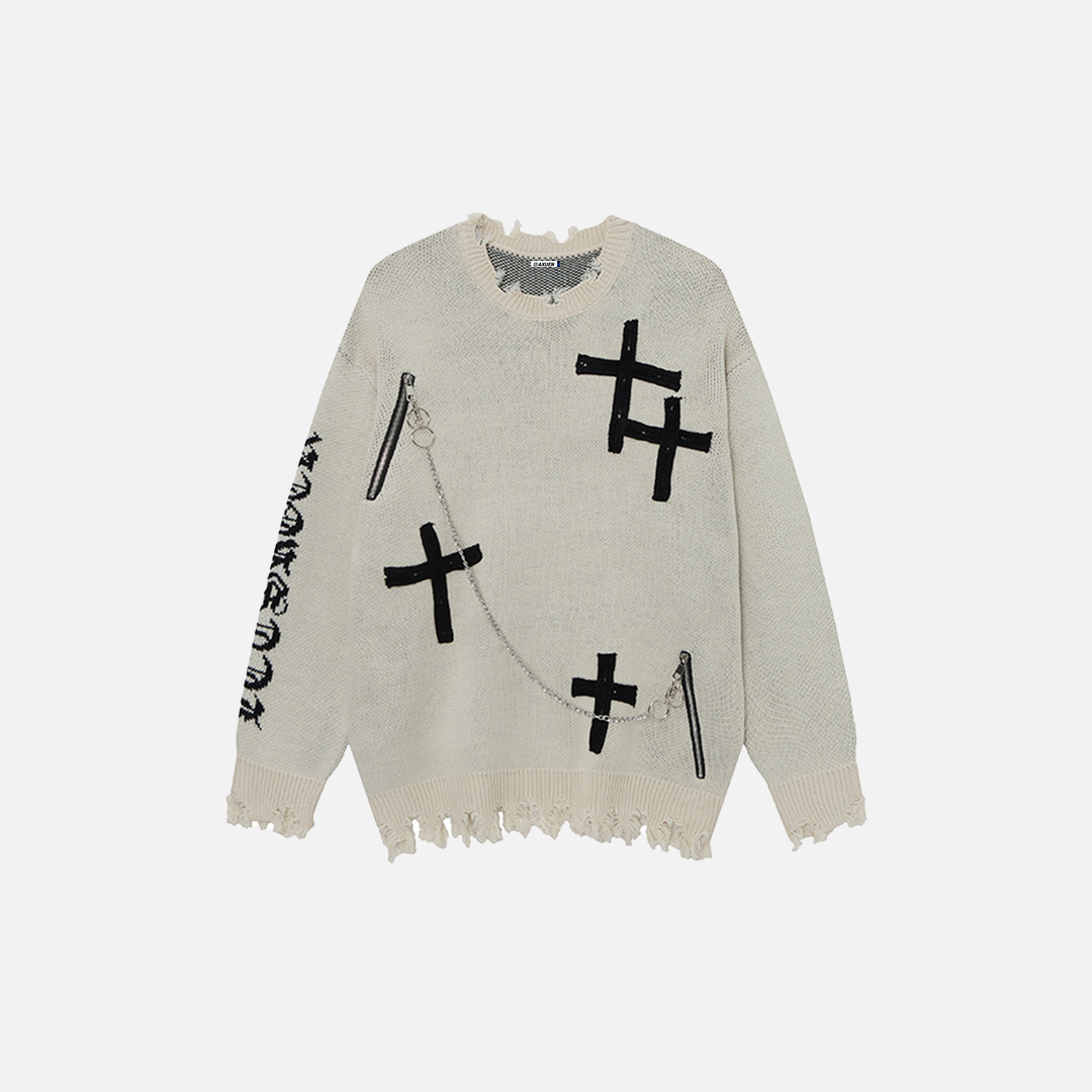 Winter Flexible Y2K Lazy Cross Zipper Sweater - Luxuryurbanwear