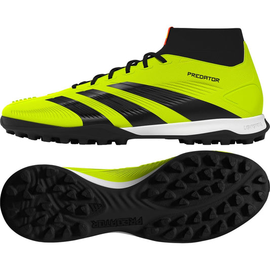 adidas Unisex Predator 24 League Turf Sneaker Team Solar Yellow/Black/Solar Red 9 US Men