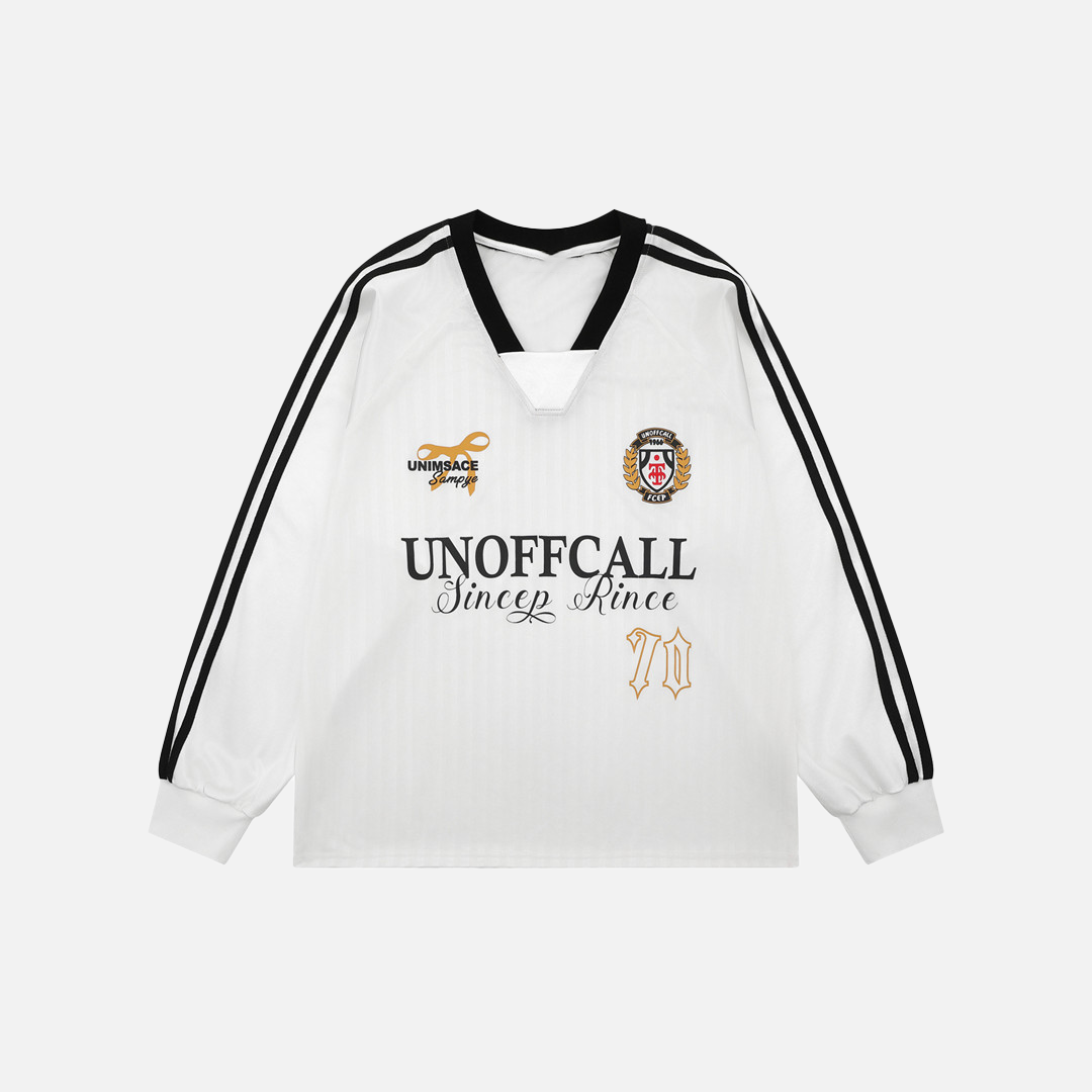 Retro Stylish Loose V-Neck Long Sleeve Sport T-Shirt - Luxuryurbanwear