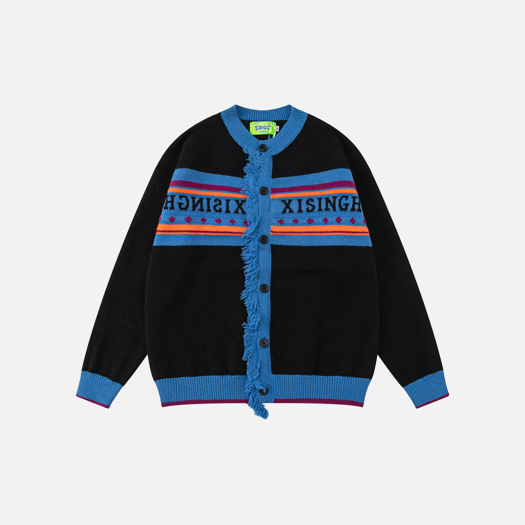 Comfortable Vintage Jacquard Crewneck Cardigan - Luxuryurbanwear