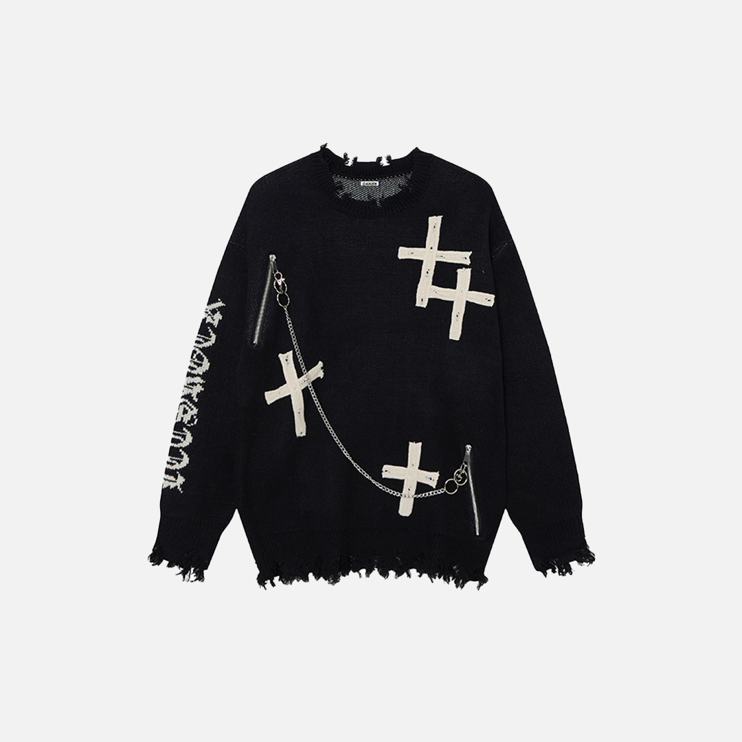 Winter Flexible Y2K Lazy Cross Zipper Sweater - Luxuryurbanwear