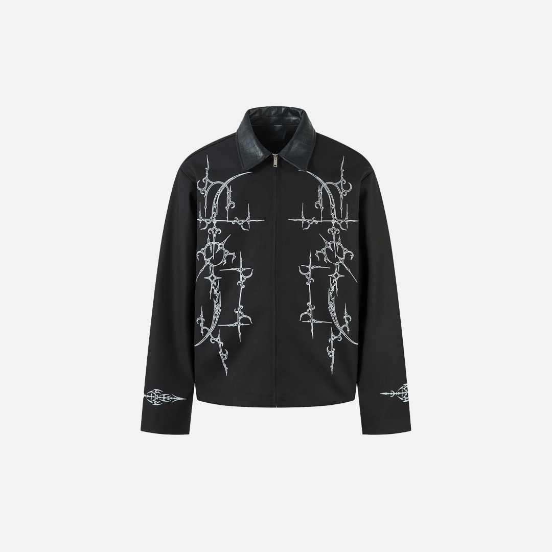Flower Tattoo Fashionable Hip Hop Leather Jacket - Luxuryurbanwear