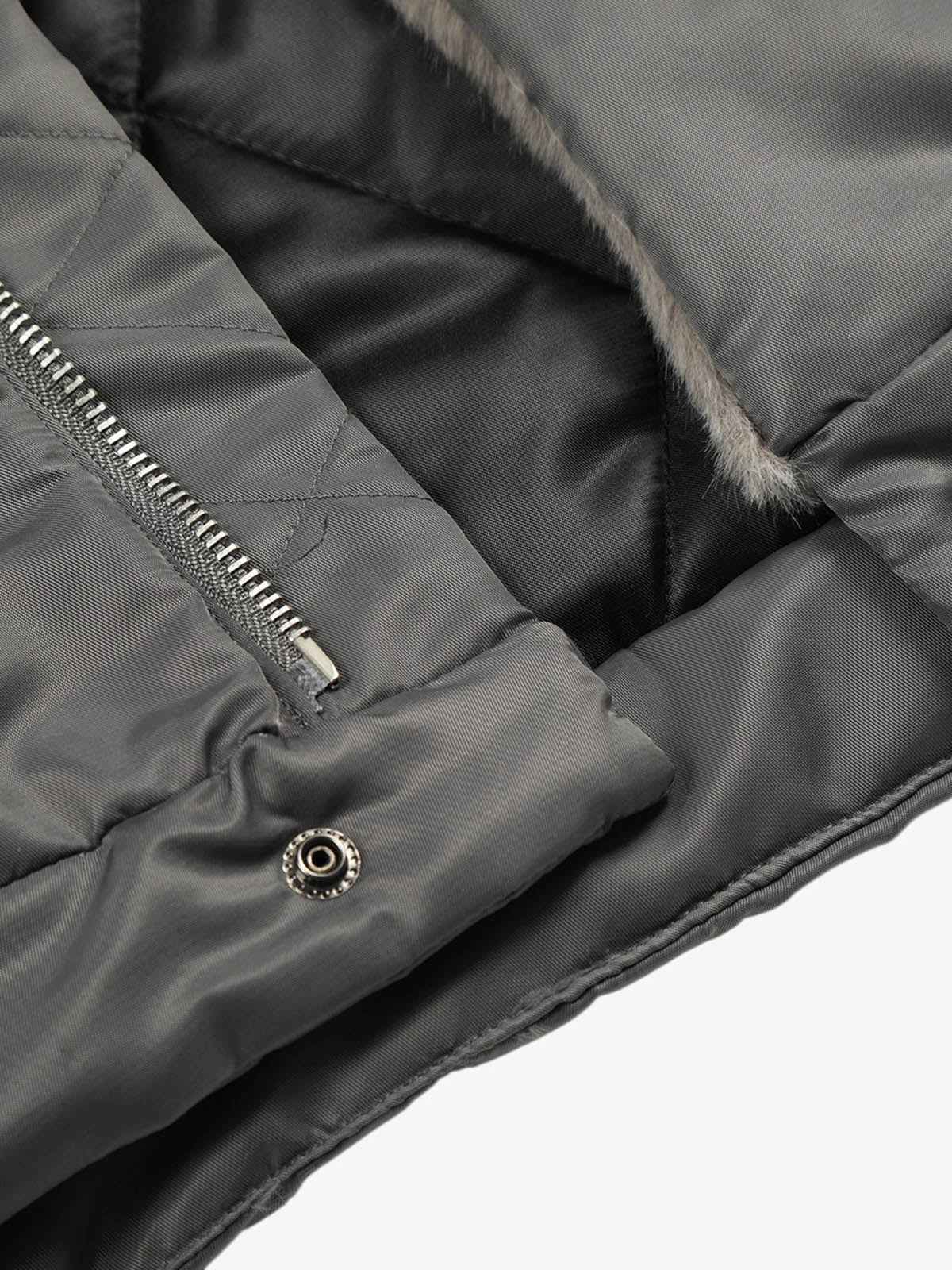 Deconstructed Patchwork Fur Collar Bomber Jacket