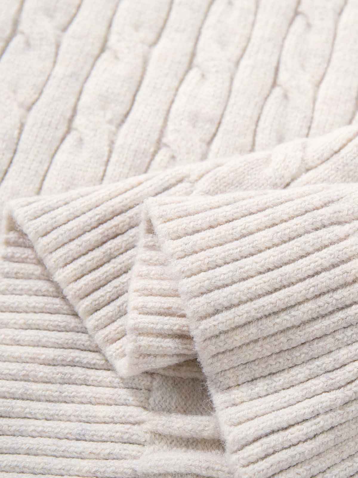 Cable Knit Half Zip Mock Neck Sweater