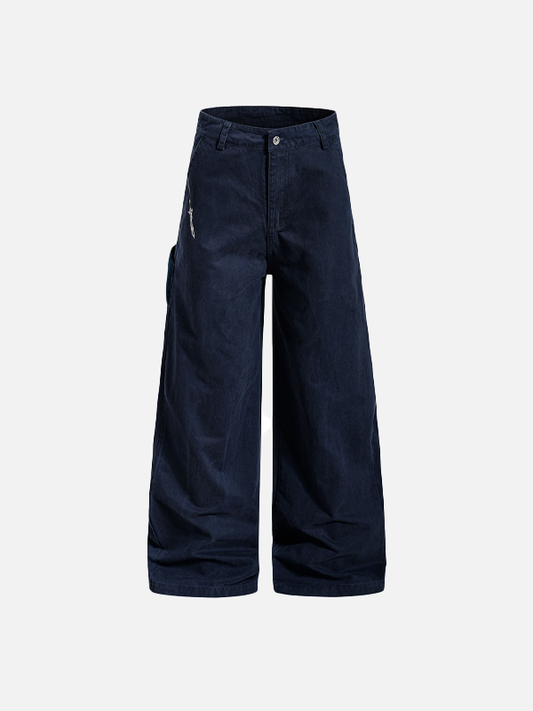 Workwear Embroidered Wide Leg Cargo Pants - Luxuryurbanwear
