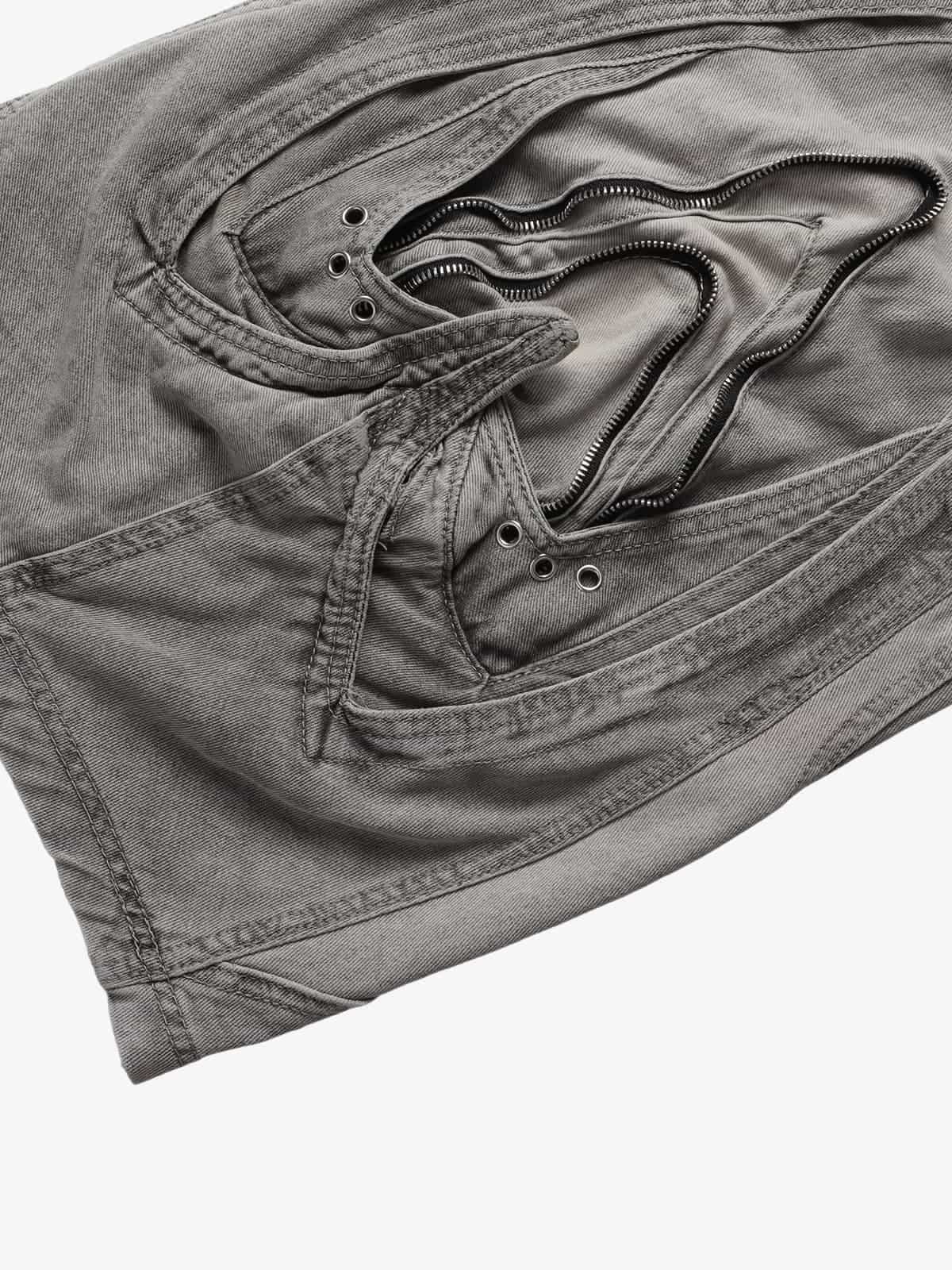 Vintage Distressed Curved Blade Barrel Jeans - Luxuryurbanwear