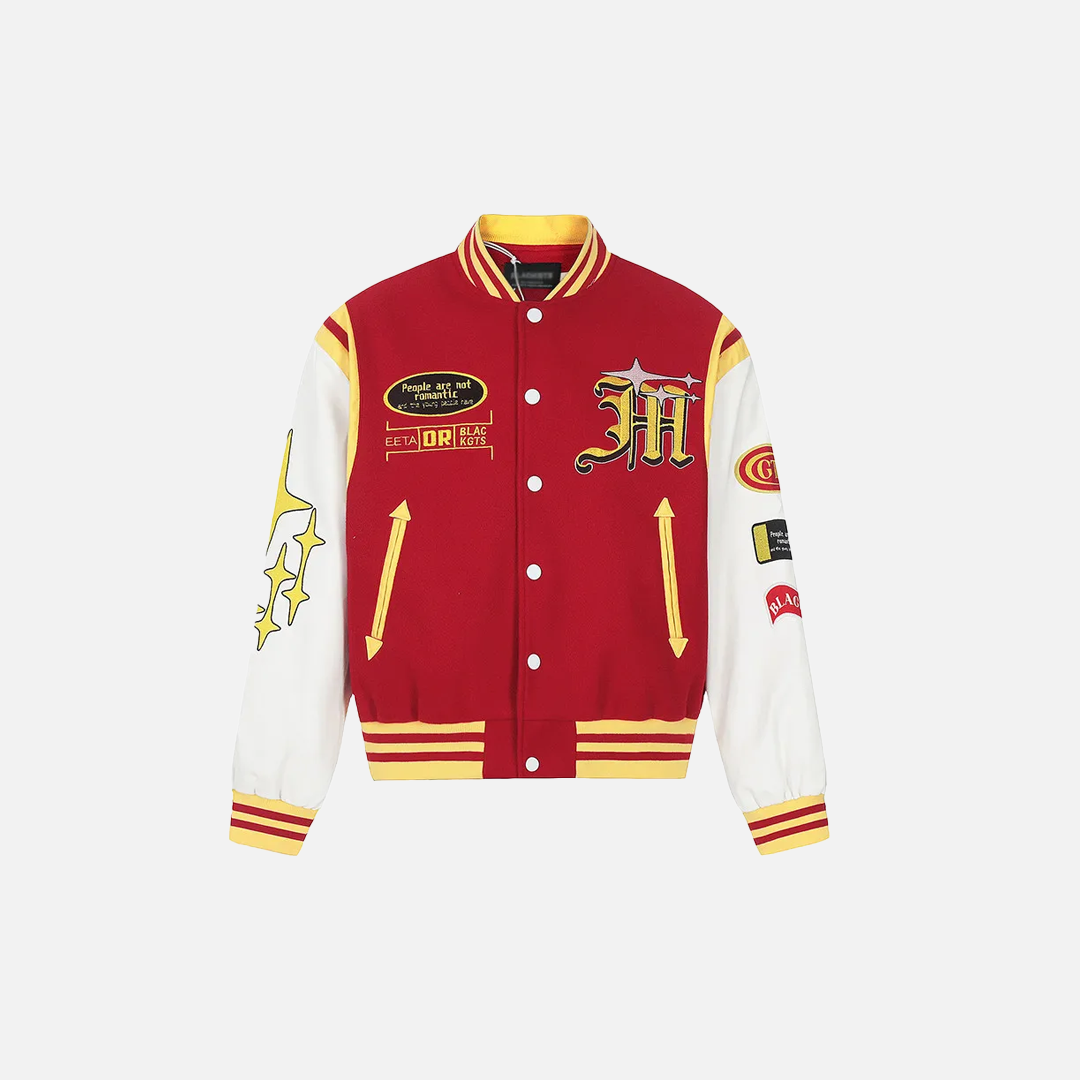 Retro Letter Embroidery Baseball Varsity Jacket - Luxuryurbanwear
