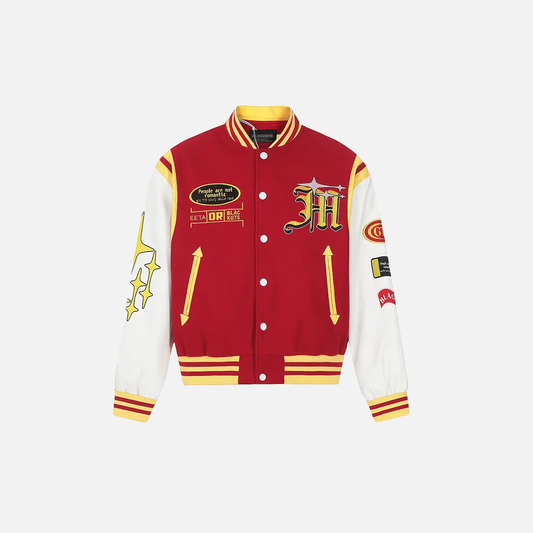 Retro Letter Embroidery Baseball Varsity Jacket - Luxuryurbanwear
