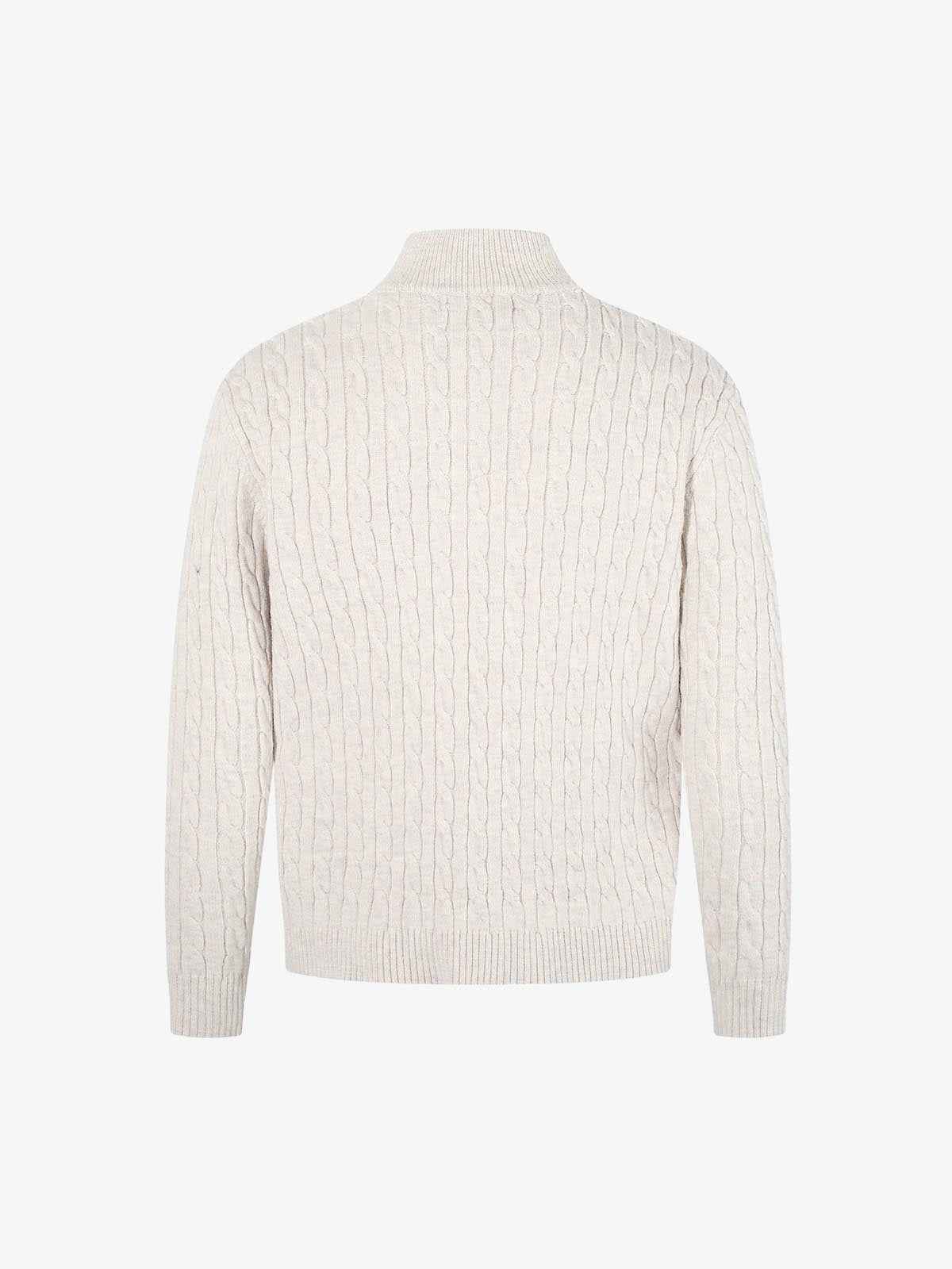 Cable Knit Half Zip Mock Neck Sweater