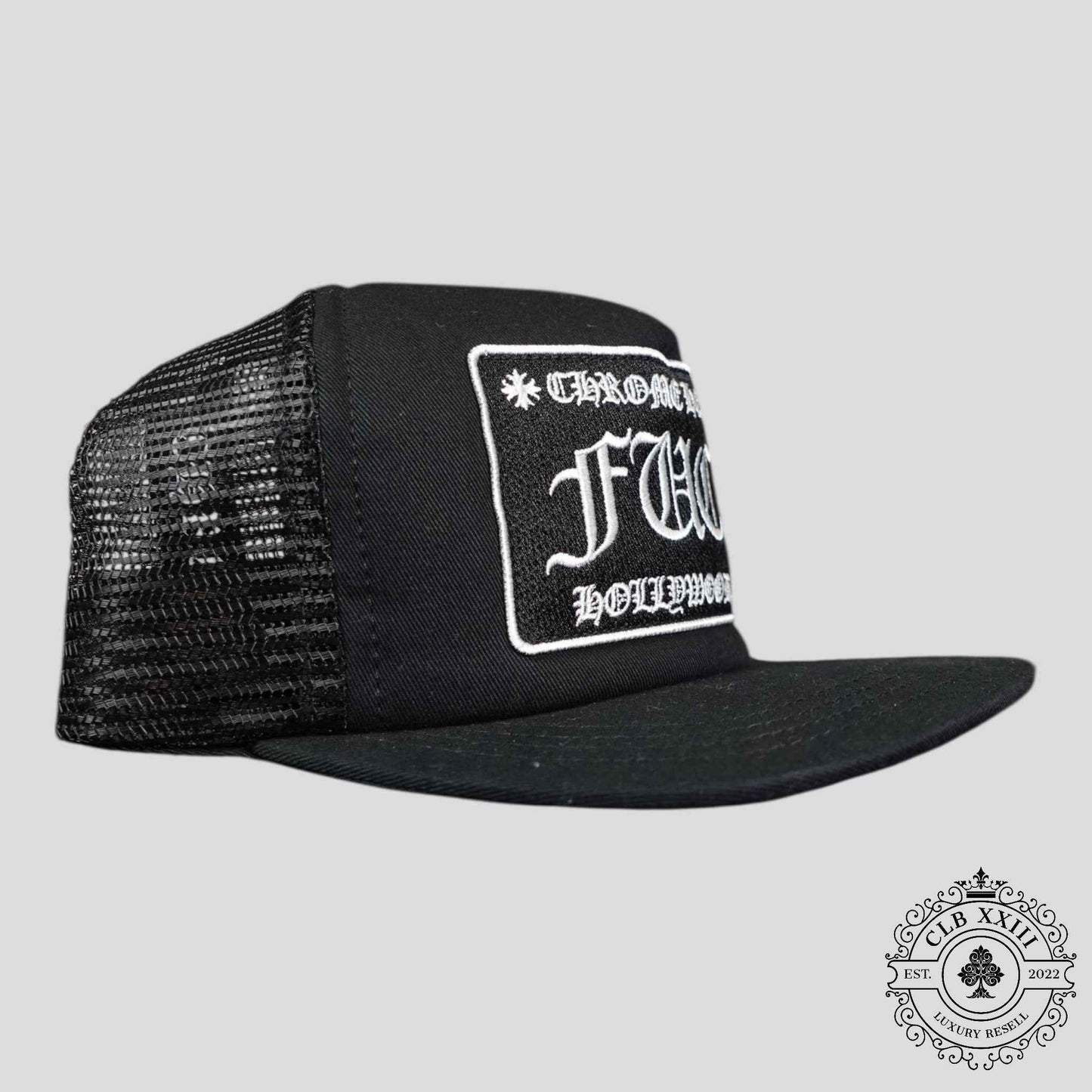 Chrome Hearts Fuck Hollywood Trucker Hat in Black