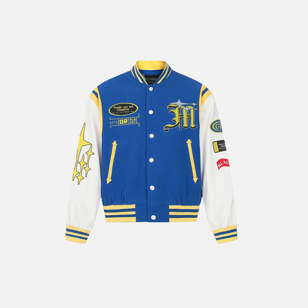 Retro Letter Embroidery Baseball Varsity Jacket - Luxuryurbanwear