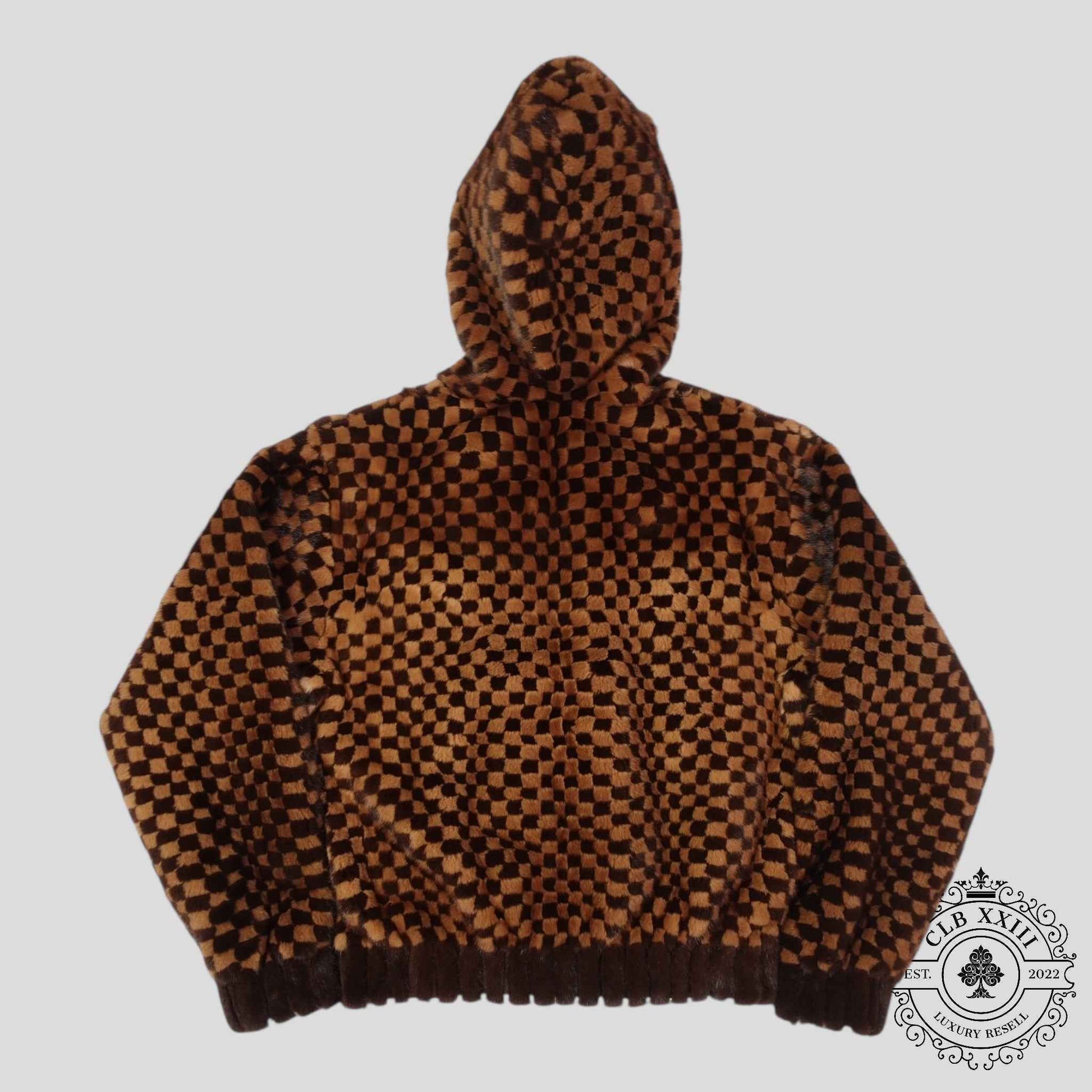 Louis Vuitton Damier Intarsia Mink Zipped Hoodie in Brown