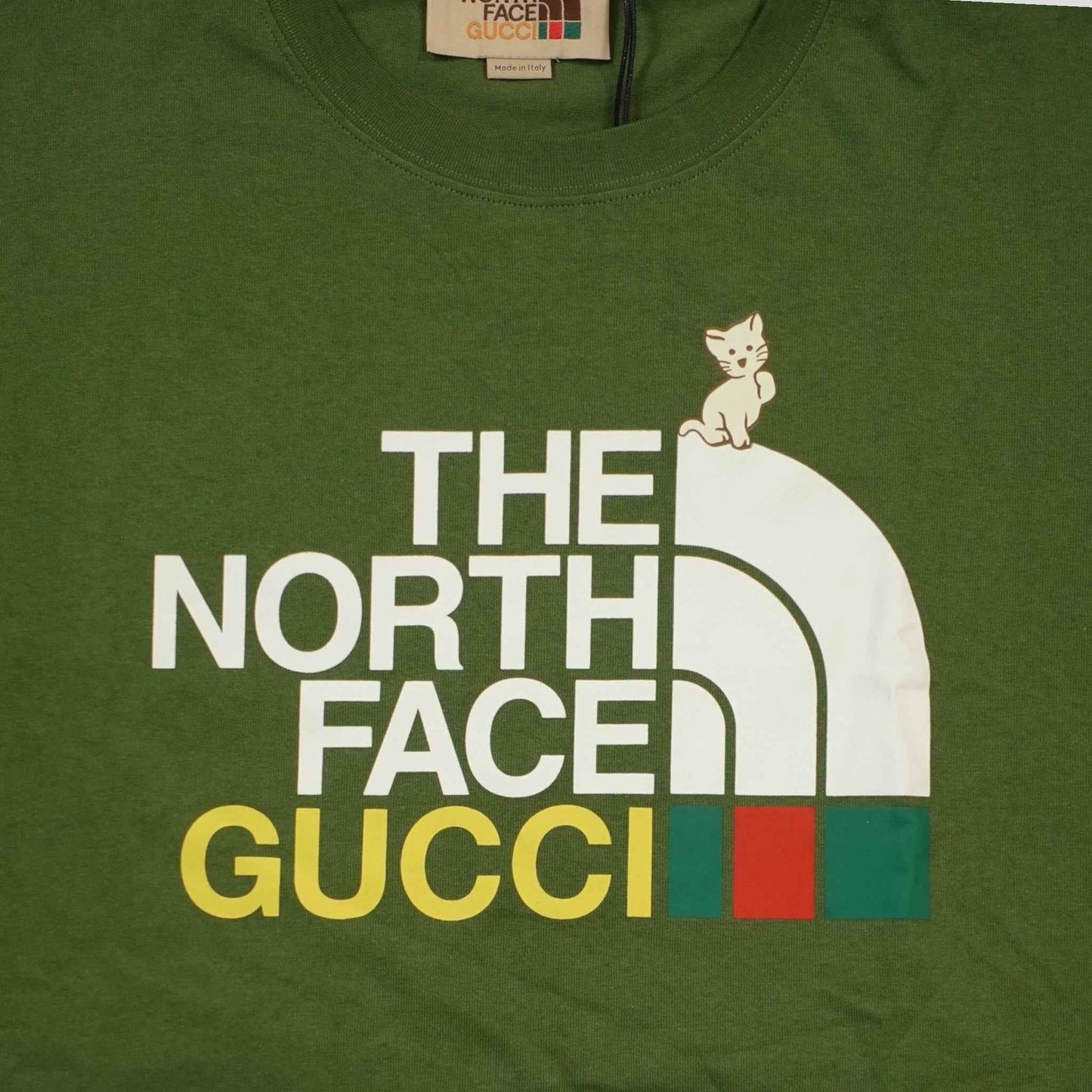 Gucci X The North Face Cat Print Tee in Green