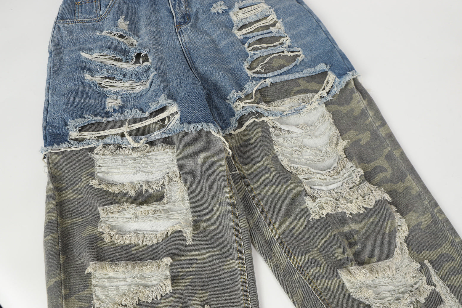 Ripped Denim Camo | Layered Jeans - Luxuryurbanwear