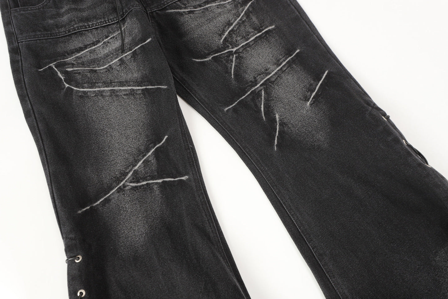 Lace-Up Destroyed | Stacked Jeans - Luxuryurbanwear