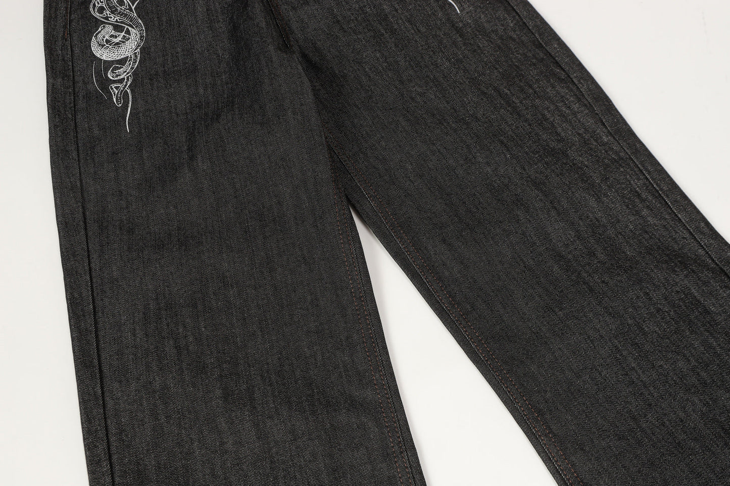 Snake Embroidery | Denim Jeans - Luxuryurbanwear